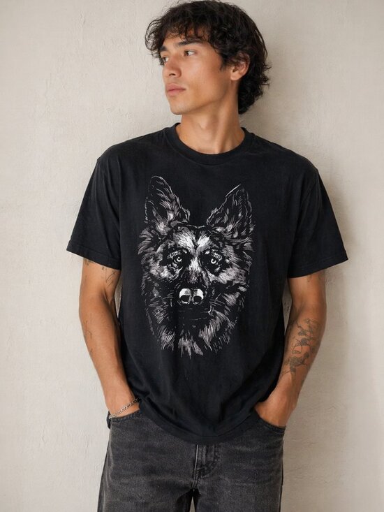 Port and Company Other - German Shepherd Graphic T-Shirt XL Black Ring Spun Cotton Grunge Streetwear